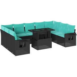 vidaXL Gartensofa-Set 10-tlg. schwarz