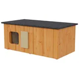 QLS Katzenhaus aus Holz 86x47x37cm mit Vorraum Isoliert Outdoor Teak