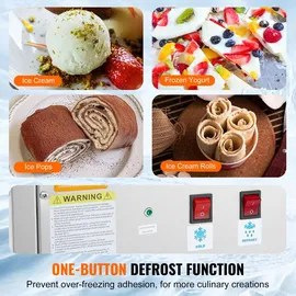 Vevor Maschine für frittierte Eisrollen, 28 x 24 x 2 cm Pfanne zum Frittieren von Eis, Eismaschine mit Kompressor und 2 Schabern, zur Herstellung von Eis, Gefrorenem Joghurt und Eisrollen