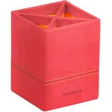 Rhodia Rhodiarama Stifteköcher aus Kunstleder, 8x8x11cm - Koralle 194537C