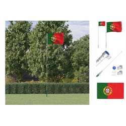 vidaXL Fahne Flagge Portugals mit Mast 5,55 m Aluminium bunt