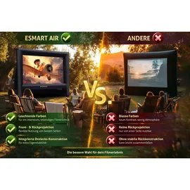 eSmart PUBLIC AIR 16 Aufblasbare Outdoor Leinwand 302 x 168 cm (135") 16:9 Beamer & Kino Leinwand mit Luftgebläse | Front- | Rückprojektion