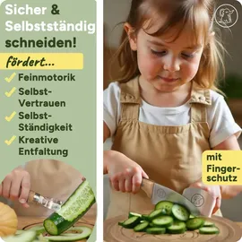 kibbidea Kindermesser Set 7-tlg. Edelstahl mit Buchenholzgriffen