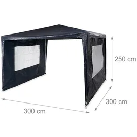 Relaxdays Pavillon 3 x 3 m inkl. 4 Seitenteile Blau