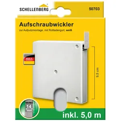 Aufputz-Gurtwickler SCHELLENBERG "Minisystem, Aufschraubwickler inkl. 5 m Gurtband", weiß, Gurtwickler, Rollladengurtwickler zur Montage in der Fensterlaibung