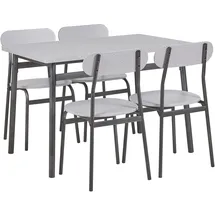 Beliani Esszimmer, Set VELDEN Hellgrau 4-Sitzer