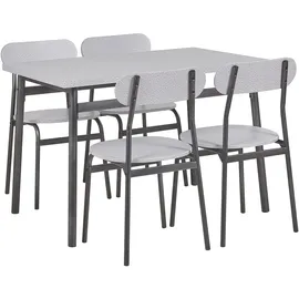 Beliani Esszimmer, Set VELDEN Hellgrau 4-Sitzer