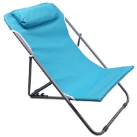 Liegestuhl für Kinder Gartenstuhl Liege Strandliege blau mit Kopfkissen NEU