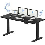 FLEXISPOT Höhenverstellbarer Schreibtisch 160x80 cm-mit 2 starken Motoren-Stabiler Schreibtisch Höhenverstellbar Elektrisch-Standing Desk MIT EINTEILIGER TISCHPLATTE(schwarz)