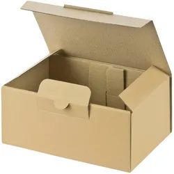 VEPATIM 25x Versandkarton 174x104x74mm schnelle Aufrichtung mit Steckverschluss Warenpost International braun