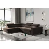 kaiser möbel Ecksofa mit schlaffunktion und bettkasten Eckcouch ATOM DUNKELBRAUN Links - Dunkelbraun