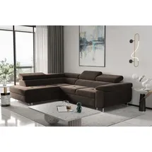 kaiser möbel Ecksofa mit schlaffunktion und bettkasten, Eckcouch ATOM DUNKELBRAUN Links - Dunkelbraun