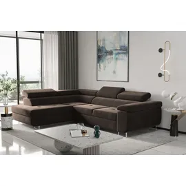 kaiser möbel Ecksofa mit schlaffunktion und bettkasten, Eckcouch ATOM DUNKELBRAUN Links - Dunkelbraun
