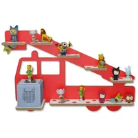 Holzura Kinderregal Tonieregal für Toniebox, Kinderregal Feuerwehr Regal für Tonie Figuren rot