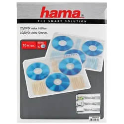 1x10 Hama CD-ROM-Index-Hüllen transparent-weiss          49835
