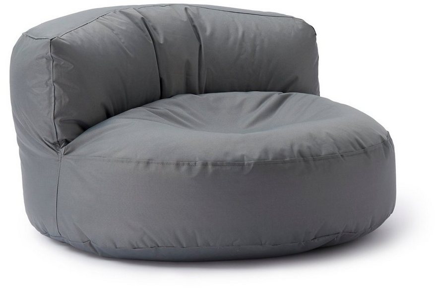 Lumaland Sitzsack Round Sofa Sitzkissen Bean Bag Couch Lounge, inkl. Rückenlehne In-& Outdoor 90x90x50cm grau