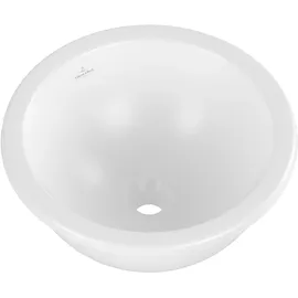 Villeroy & Boch Loop & Friends Unterbauwaschbecken 4A5200RW rund, ohne Hahnlochbank, mit Überlauf, 38 cm, Stone white CeramicPlus