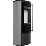 Kratki Ofen ERIK Ø150 5 5kW GREY SATIN Stahldeckel Softclose Griff Jatoba Holz