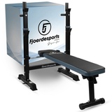 Fjoerdesports Hantelbank mit Ablage, Verstellbare Höhe & Klappbar, Schwerlast Gewichtheben, Heimtraining, Home Gym, Dip-Station, Fitnessstudio, Multifunktion Trainingsbank