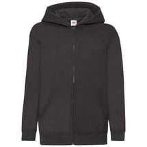 FRUIT OF THE LOOM Classic Hooded Sweat Jacket Kids UNI Kinder Kapuzen Sweat-jacke, schwarz,