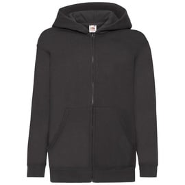 FRUIT OF THE LOOM Classic Hooded Sweat Jacket Kids UNI Kinder Kapuzen Sweat-jacke, schwarz,