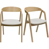 Skandinavische Stühle aus hellem Eichenholz und beigem Stoff (2er-Set) LOVA