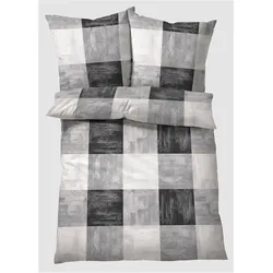 bonprix Bettwäsche mit Karos, grau, 135x200 cm, mit Baumwolle