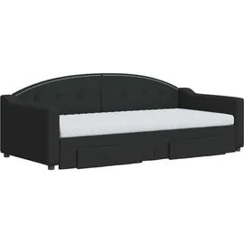 vidaXL Tagesbett Ausziehbar mit Schubladen Schwarz 90x190 cm Stoff