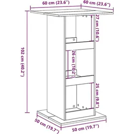vidaXL Bartisch mit Ablagen 60 x 60 x 102 cm Weiß