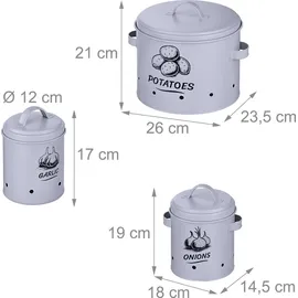Relaxdays Zwiebeltopf 3er Set grau
