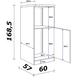 Flex-Well Geräteumbauschrank Samoa 60 x 57 x 168,5 cm Weiß/Eichefarben