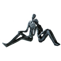 Casablanca modernes Design Casablanca Design Deko Figur Skulptur - Dekofigur Innenbereich - Dreaming - träumendes Paar - Eisen Silber 20 x 10,5 x 7 cm