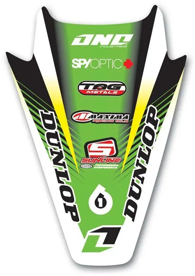 One Industries Kawasaki Kx 250 F 09-12 Rear Fender Grafik-kit - Green / White / Black - One Size