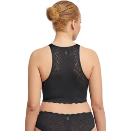 SLOGGI Crop-Top "ZERO Feel Bliss", Damen, Gr. M, schwarz, Spitze, Obermaterial: 76% Polyamid, 24% Elasthan, unifarben, eng bauchfrei, hoch geschlossener Ausschnitt, Tops, nahtlos mit Spitzenoptik