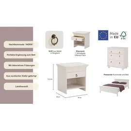 OTTO home Nachtschrank Indra 50 x 38 x 51,5 cm Weiß