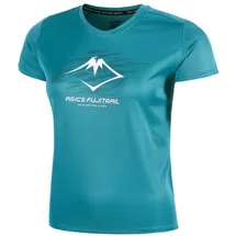 Asics fujitrail logo kurzarm trikot blau damen - S
