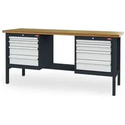 STIER Werkbank mit 8 Schubladen BxTxH 2000x600x960 mm RAL 7016 / RAL 7035