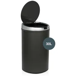 Les Collectors Sensor-Küchenabfalleimer N°347 / Sensor /Edelstahl/dunkelgrau, 42 L/Automatische Öffnung/leises Schließen/rund und praktisch