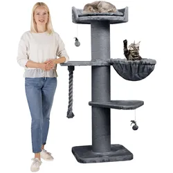 HAPPYPET Premium Kratzbaum Grosse Katzen Stabil 'Cooper' – 150 cm Großer Katzenbaum   Grau