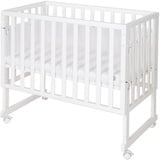 roba Stuben- - Beistellbett safe asleep® 3 in 1 - Komplettes Anstellbett mit Matratze + Canvas Barriere - Mesh Umrandung - Bett Set für Babys - Holz weiß