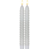 Star Trading 064-34 Elektrische Kerze 0,03 W LED Stabkerzen Tafelkerzen Echtwachs flackernd H: 25cm Timer Weiß