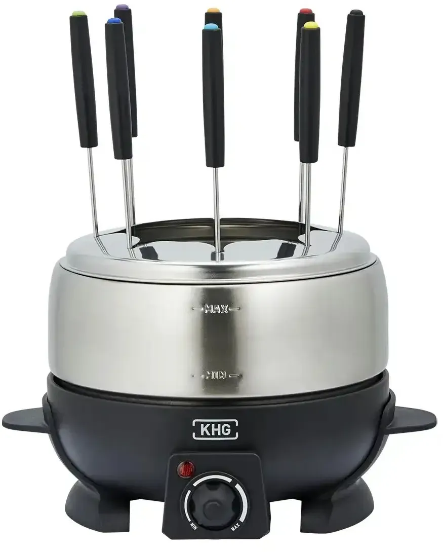 KHG Elektrofondue  FO-800SE , silber , Edelstahl,Metall,Kunststoff , Maße (cm): B: 25,5 H: 16,5 T: 21.0