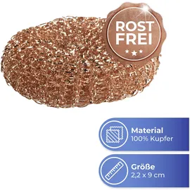 Maximex Reinigungsschwamm MAXIMEX "Kupfer-Putzlinge", braun (kupferfarben), H:2,2cm Ø:9cm, Edelstahl, Schwämme, entfernen hartnäckigen Schmutz, Eingebranntes und Rost, rostfrei