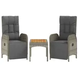 furnicato Relaxsessel Garten-Relaxstühle 2 Stk. mit Tisch Grau Poly Rattan (1-St) grau