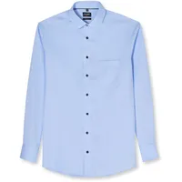 Olymp Businesshemd OLYMP "OLYMP Luxor, modern fit, New Kent mit extra langem Arm", Herren, Gr. 40, Normaler Arm, bleu, 100% Baumwolle, Hemden