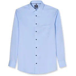 Olymp Businesshemd OLYMP "OLYMP Luxor, modern fit, New Kent mit extra langem Arm", Herren, Gr. 40, Normaler Arm, bleu, 100% Baumwolle, Hemden
