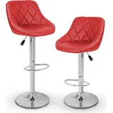 TRESKO 2er Set Barhocker Rot Barstuhl 360° Frei Drehbar Sitzhöhenverstellung 60-80cm - Weiß