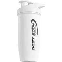 Best Body Edelstahl Eiweiß Protein Shaker 700 ml mit integriertem Sieb matt Weiß/Blau
