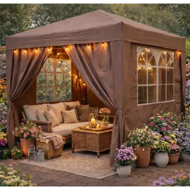 Quick Star Faltpavillon 2,5 x 2,5 m 4 Stück Braunbeige