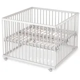 Sämann Babybett Laufgitter 100x100 cm mit Lattenrost weiß Premium Kollektion weiß